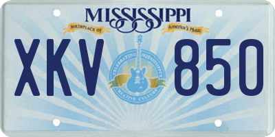 MS license plate XKV850
