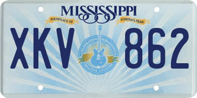 MS license plate XKV862