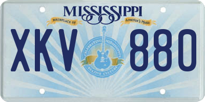MS license plate XKV880