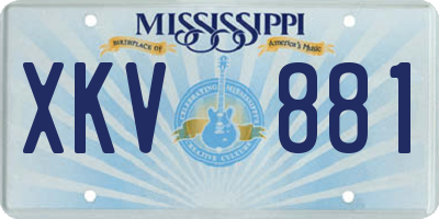 MS license plate XKV881