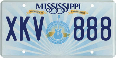 MS license plate XKV888