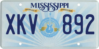 MS license plate XKV892