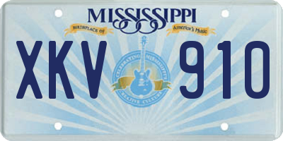 MS license plate XKV910