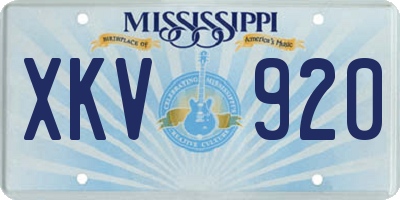 MS license plate XKV920