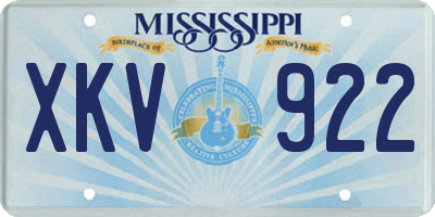 MS license plate XKV922