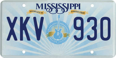 MS license plate XKV930