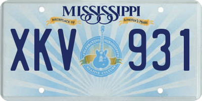 MS license plate XKV931
