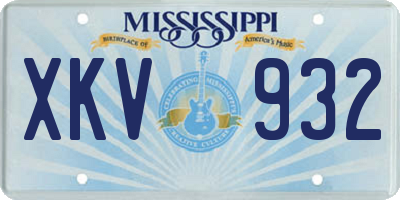 MS license plate XKV932