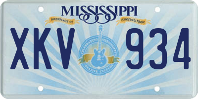 MS license plate XKV934