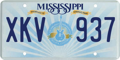 MS license plate XKV937