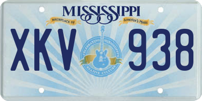 MS license plate XKV938