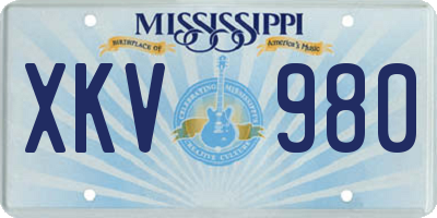 MS license plate XKV980