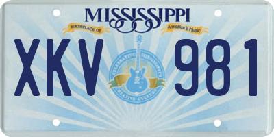 MS license plate XKV981
