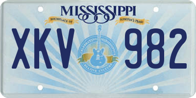 MS license plate XKV982