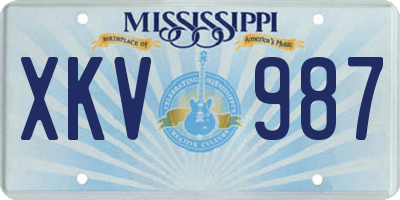 MS license plate XKV987