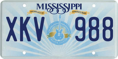 MS license plate XKV988