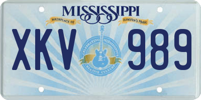 MS license plate XKV989