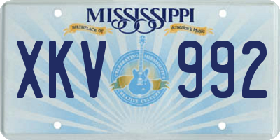 MS license plate XKV992