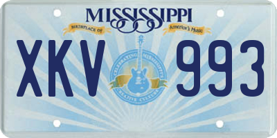 MS license plate XKV993