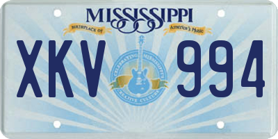 MS license plate XKV994