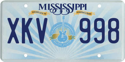 MS license plate XKV998