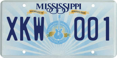 MS license plate XKW001