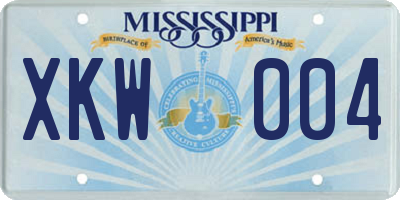 MS license plate XKW004