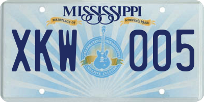 MS license plate XKW005