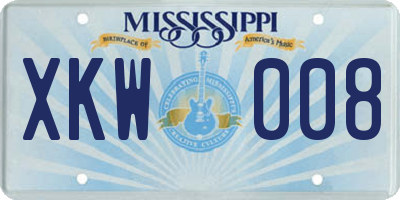 MS license plate XKW008