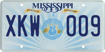 MS license plate XKW009