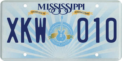 MS license plate XKW010