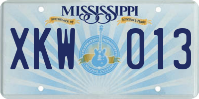 MS license plate XKW013