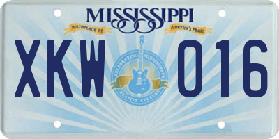 MS license plate XKW016