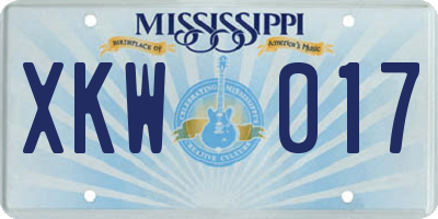 MS license plate XKW017