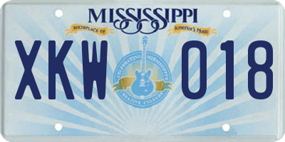 MS license plate XKW018