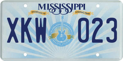 MS license plate XKW023
