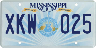 MS license plate XKW025