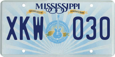 MS license plate XKW030