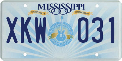 MS license plate XKW031
