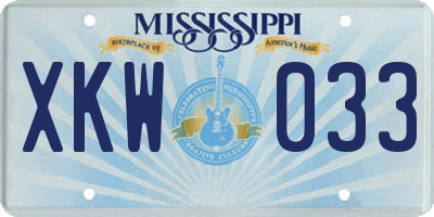 MS license plate XKW033