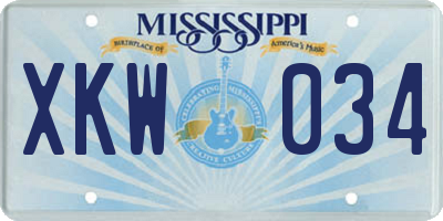 MS license plate XKW034