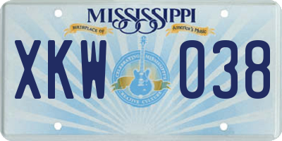 MS license plate XKW038