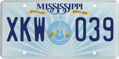 MS license plate XKW039
