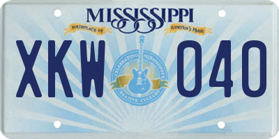 MS license plate XKW040
