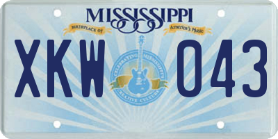 MS license plate XKW043