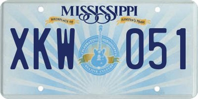 MS license plate XKW051