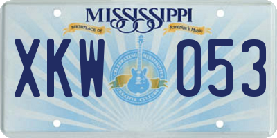 MS license plate XKW053