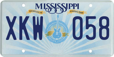 MS license plate XKW058