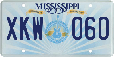 MS license plate XKW060