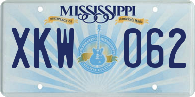 MS license plate XKW062